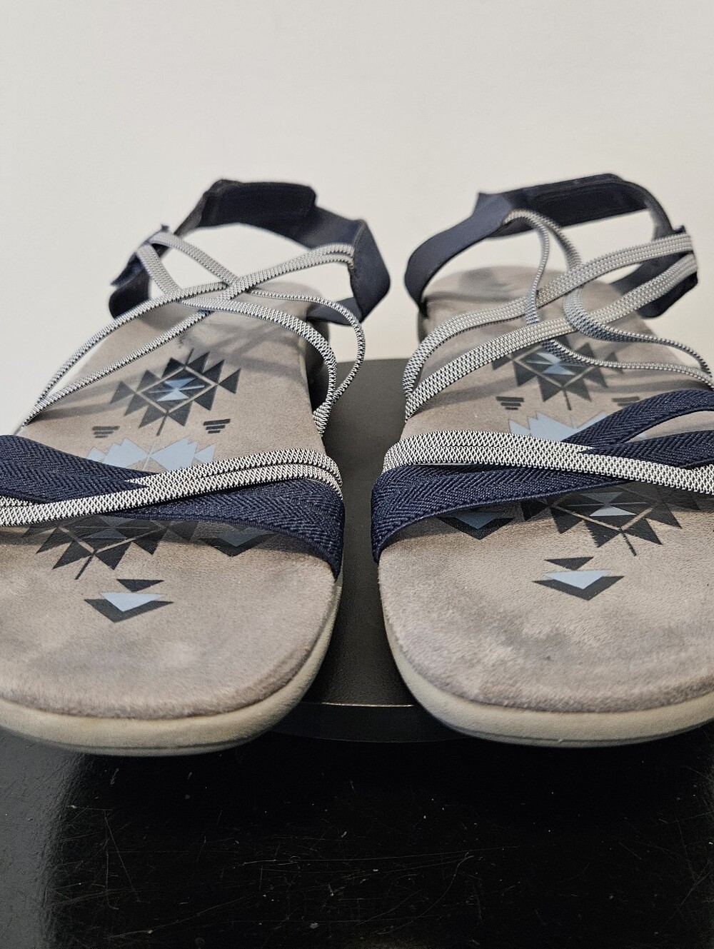Skechers Women's Reggae Slim Takes Two Sandals Navy/Gray Wide Size 10 - Picture 5 of 9